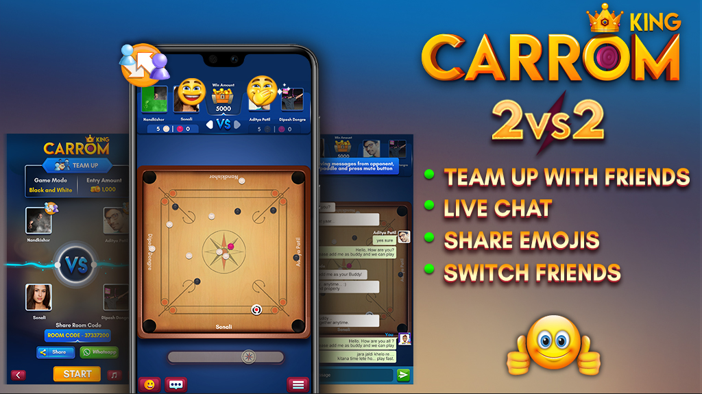 Carrom King releases 2 Vs. 2 Team-Up Online Multiplayer mode! - Gametion